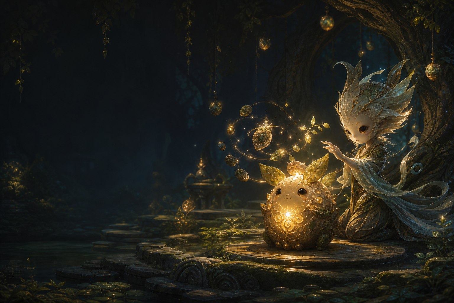 Anima cultivating ingredients with an elemental Poti